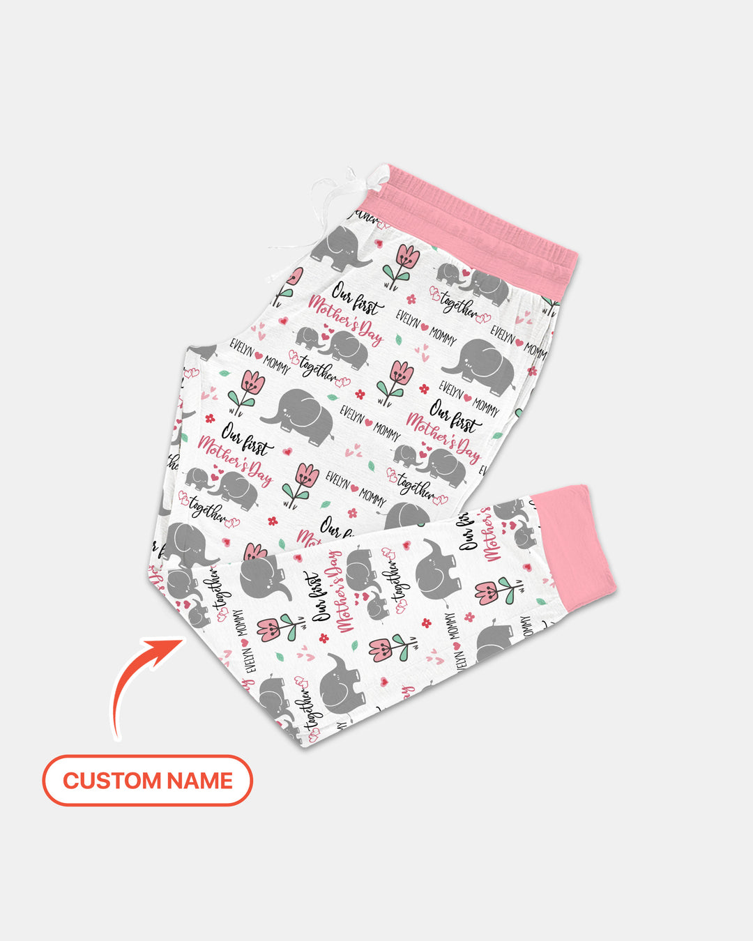 Custom Name Elephant Our First Mother's Day Women Pajama Set