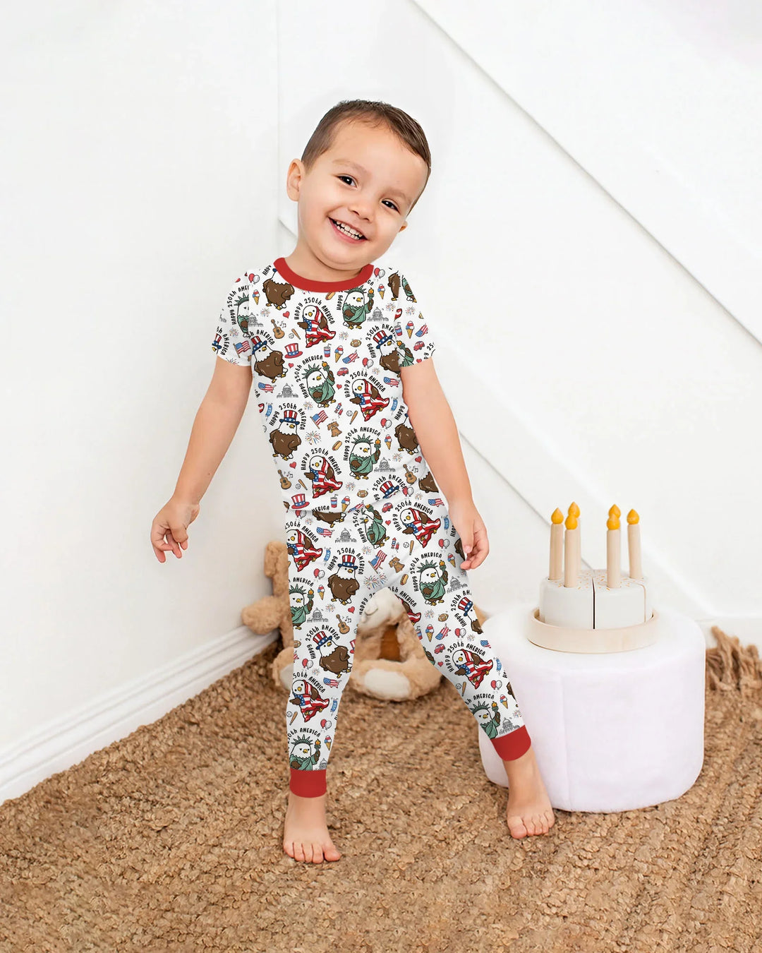 Zweiteiliges, kurzärmliges Pyjama-Set mit Marienkäfern