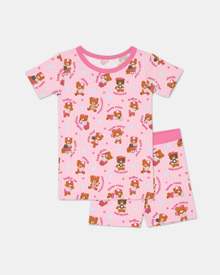 Born To Play Baseball Bamboo Two Piece Short Sleeve Shorts Pajama Set