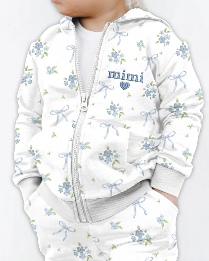 Mommy and Me Matching Embroidered Baby Bamboo Zip Hoodie