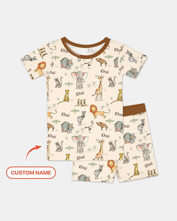 Zweiteiliges Pyjama-Set mit kurzen Ärmeln und Shorts im Sommer-Design