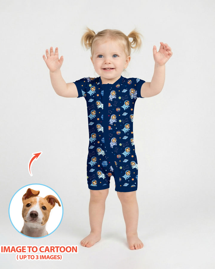 Plantilla PERSONALIZADA de Bambú Pijama Corto con Cremallera