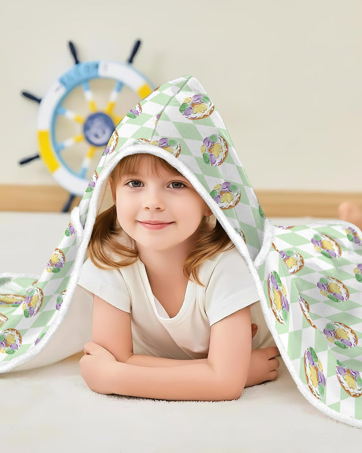 Mardi Gras Donut Wearable Hooded Blanket