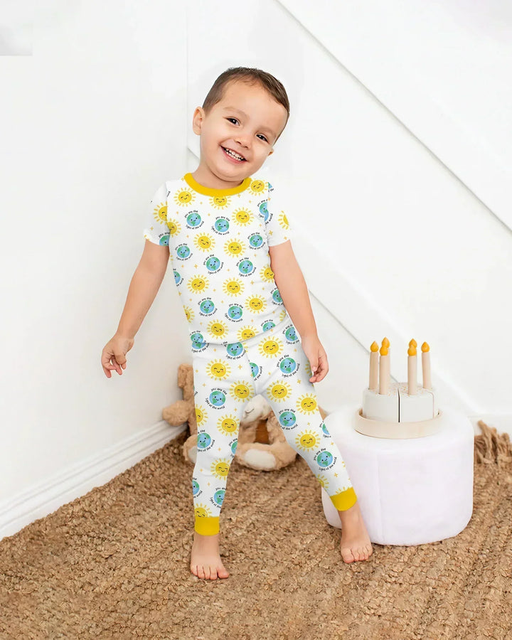 Mateo 5:14 Pijama de dos piezas de bambú de manga corta "Luz del mundo"
