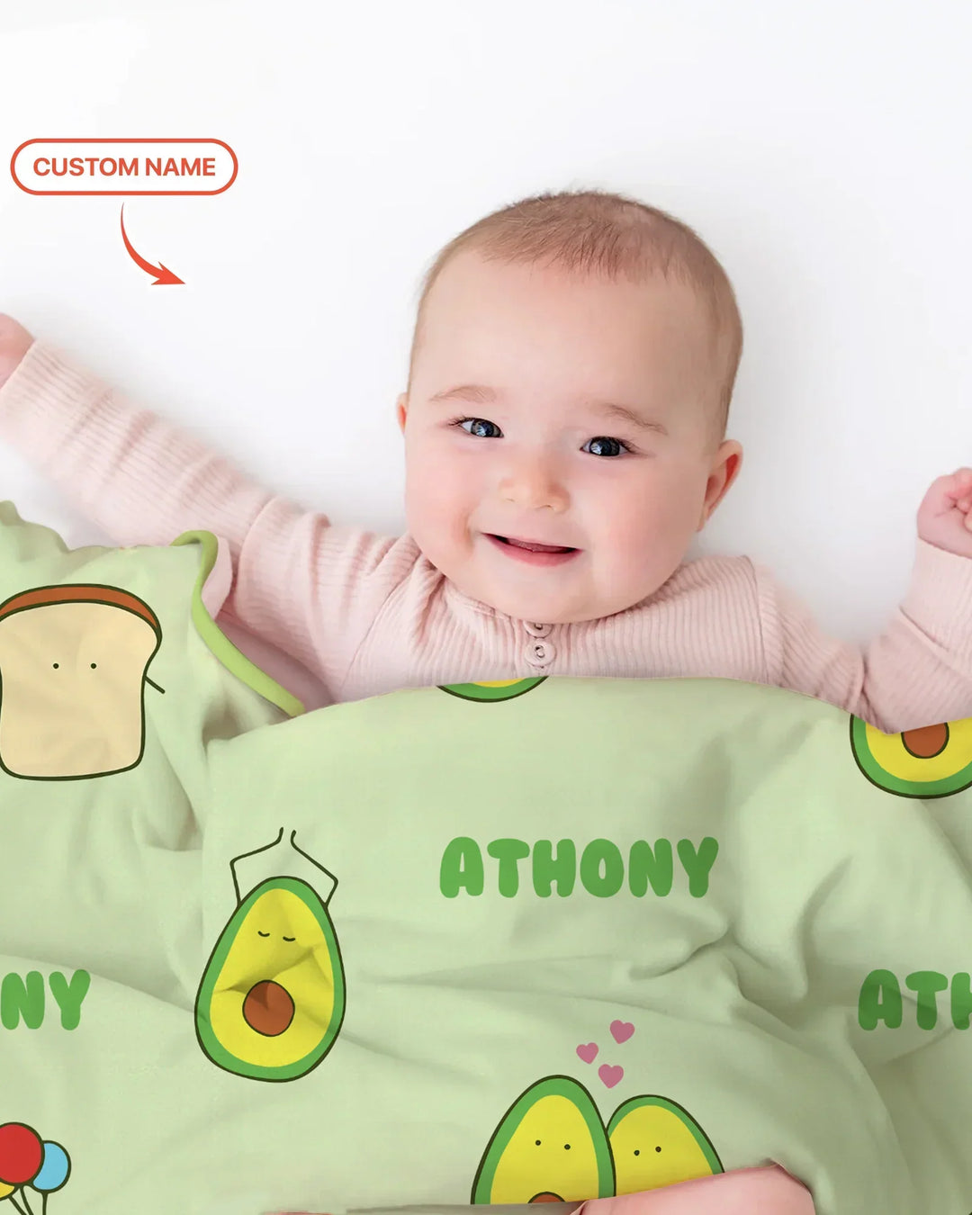Custom Name Cute Avocado Blanket