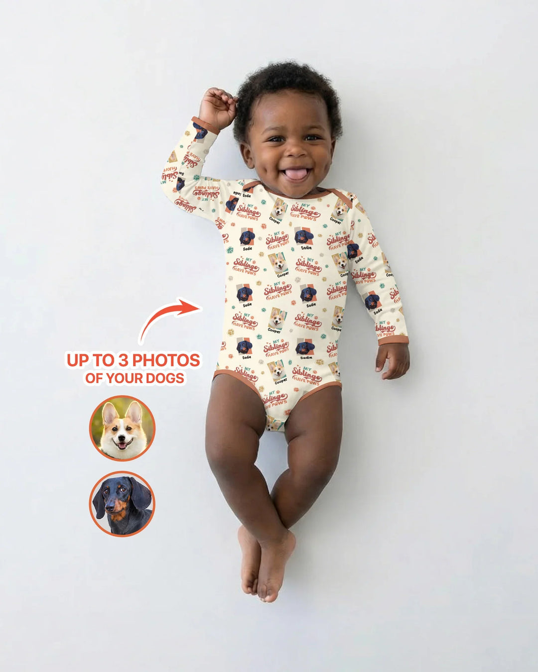 Custom Dog Photos "My Siblings Have Paws" Bamboo Bodysuit