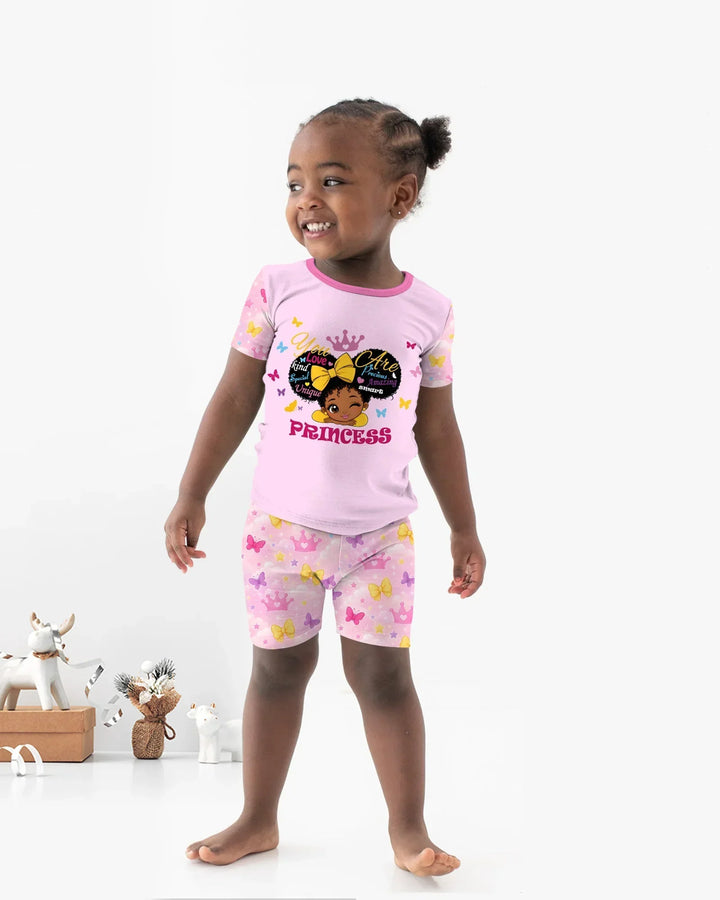 Afro Princess You Are Beautiful Bamboo Two Piece Short Sleeve Shorts Pajama Set