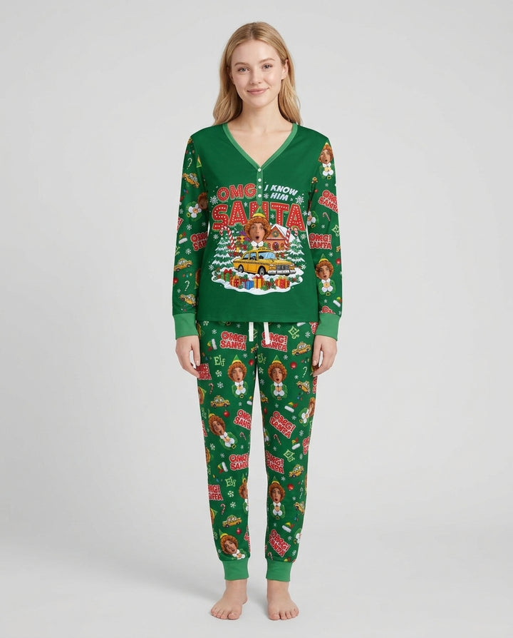 Custom Image OMG Santa Bamboo Women Pajama Set