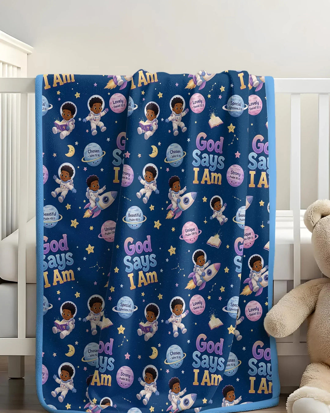 Black Boy God Says I Am Bamboo Blanket