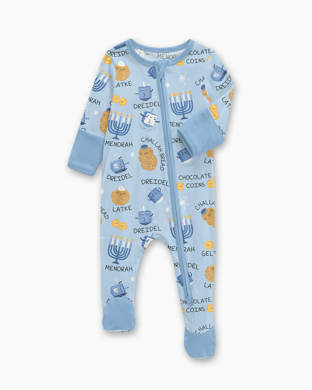 Family Hanukkah Matching Bamboo Zippered Footie Romper