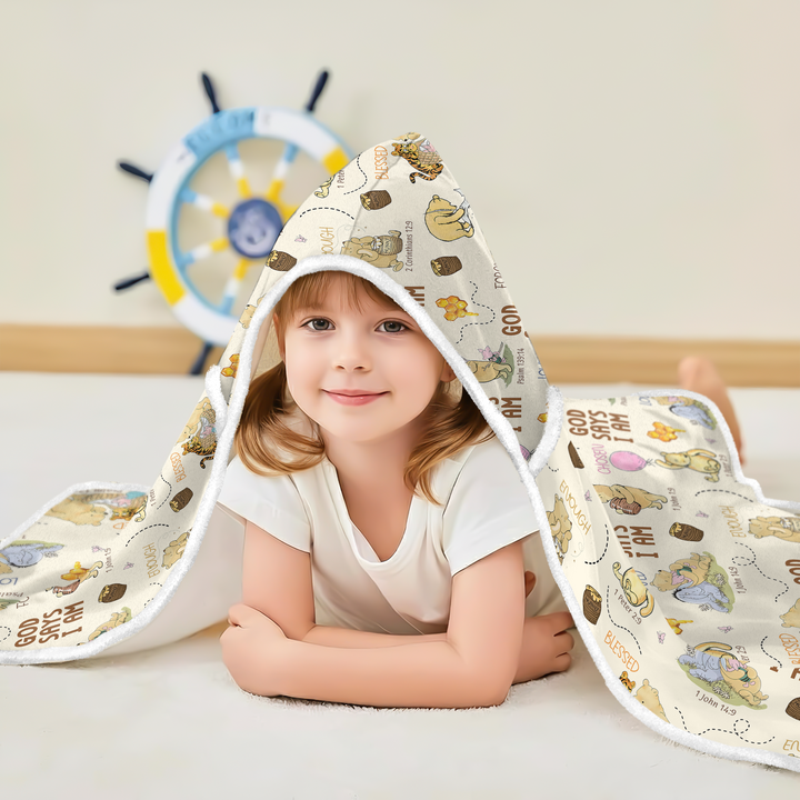 God Says I Am Little Blessings Wearable Hooded Blanket