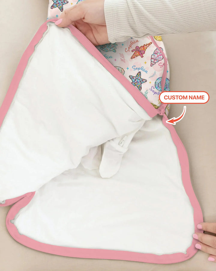 Custom Name Seaside Wildflower Summer Bamboo Sleep Bag