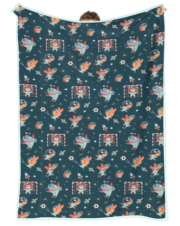 Space Soccer Bamboo Blanket