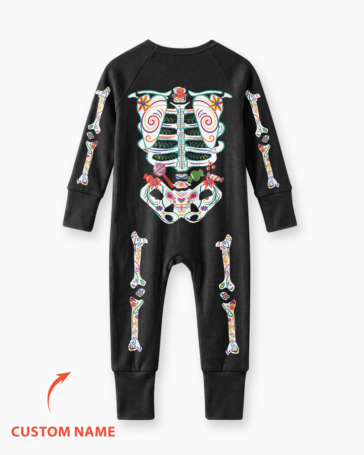 Custom Mexican Halloween Floral Skeleton Bamboo Convertible Zippy