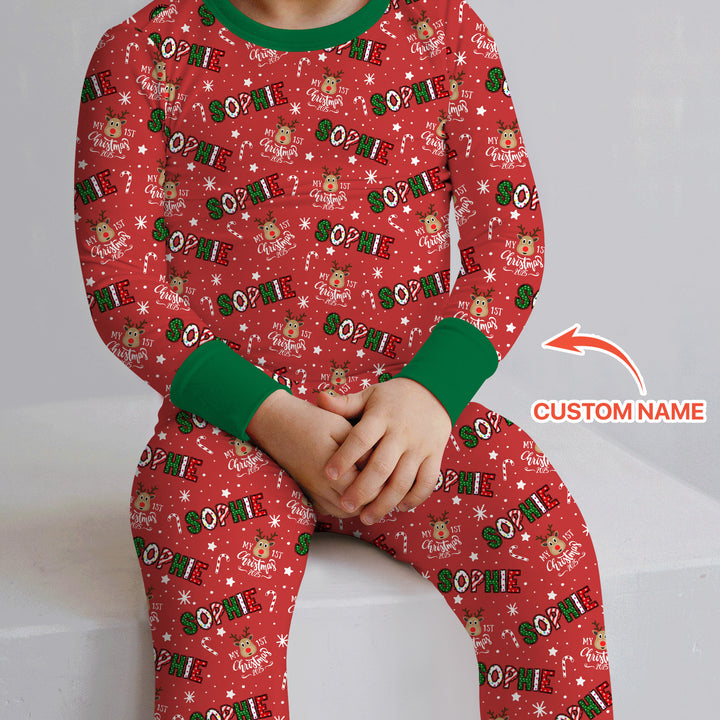 Zweiteiliges Langarm-Pyjama-Set mit Sommerfrüchten