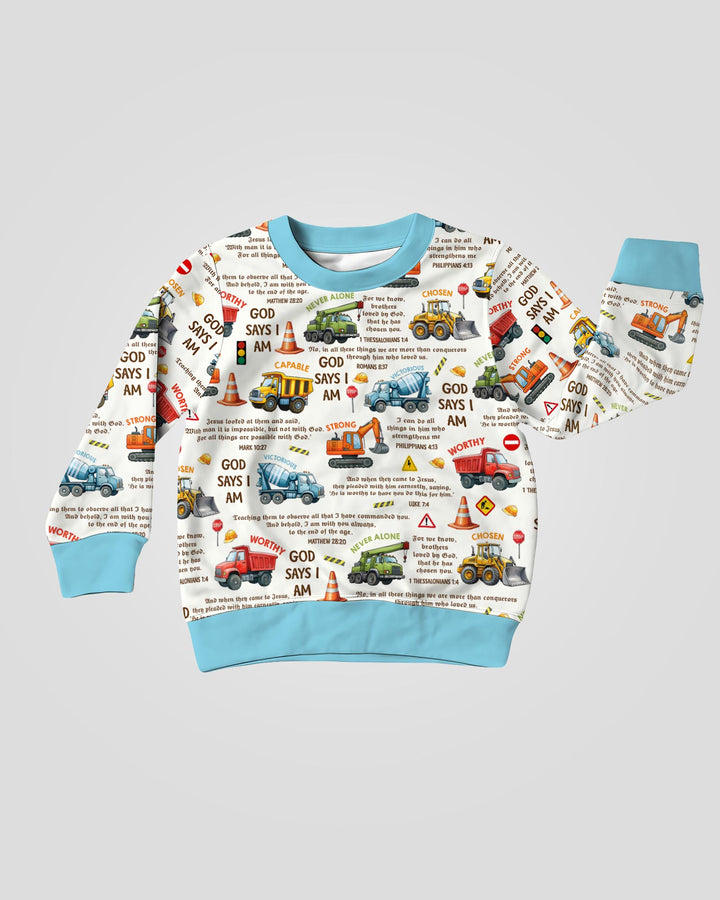 Bible Verse Construction Trucks  Crewneck Sweatshirt