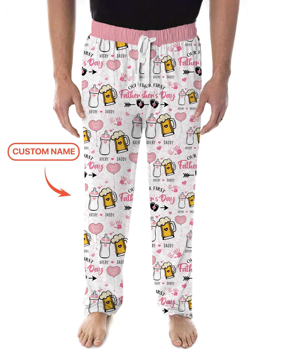 Custom Name First Father's Day Drink Bamboo Men's Pajama Set
