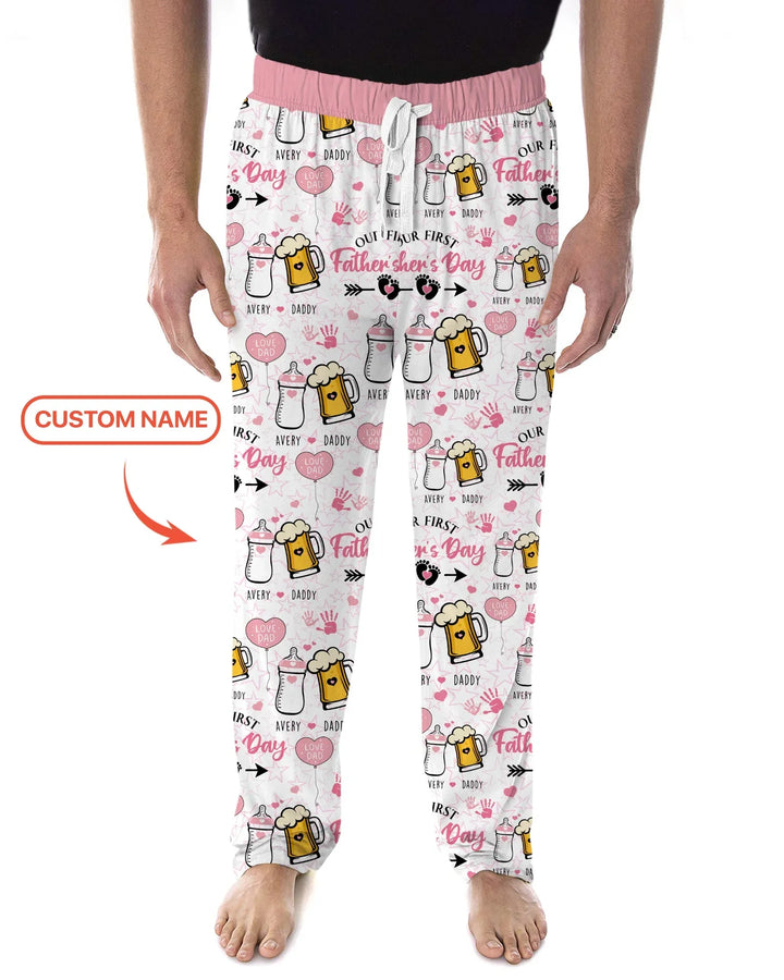 Custom Name First Father's Day Drink Bamboo Men's Pajama Set