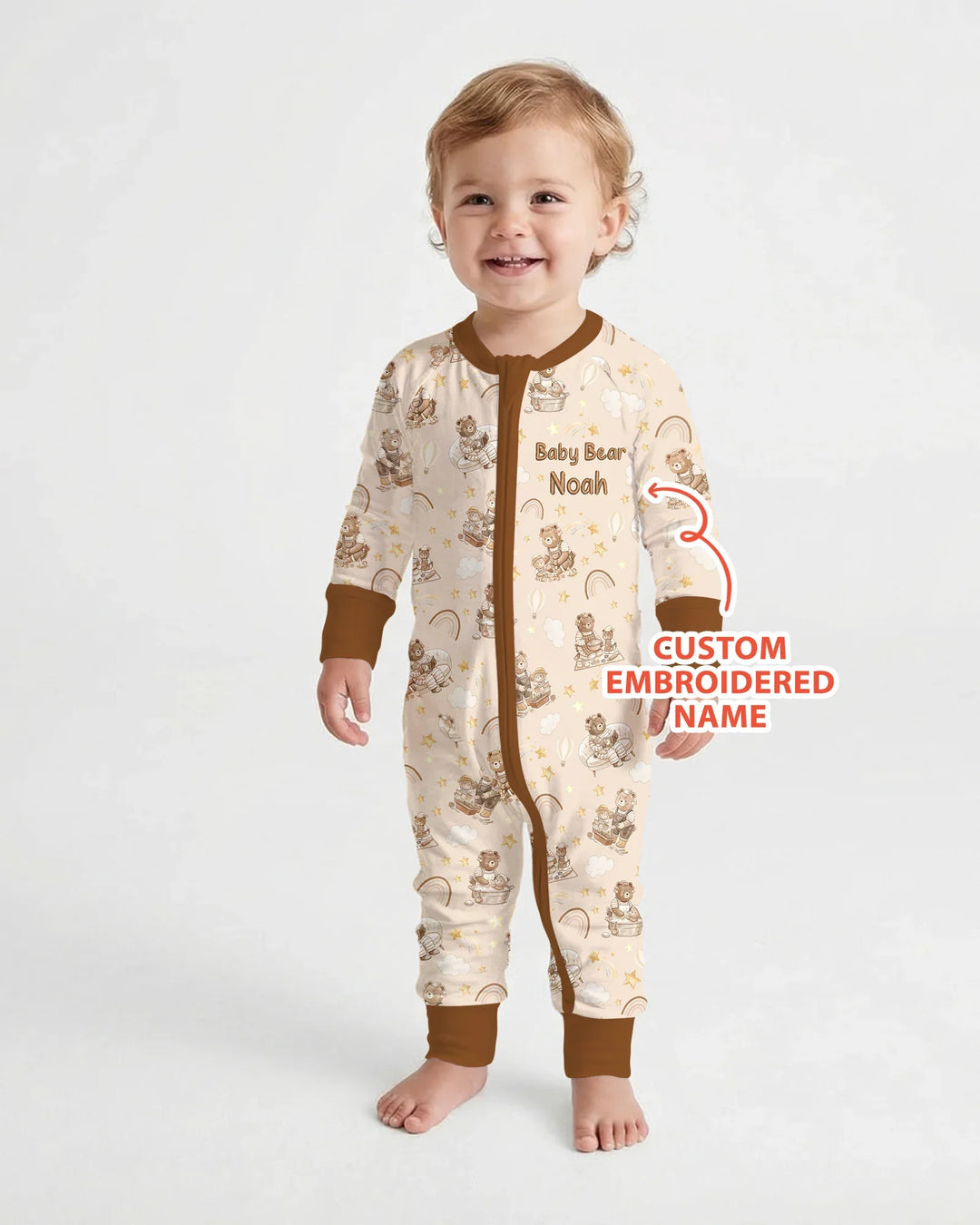 Custom Embroidered Name Mama Bear and Baby Bear Bamboo Convertible Zippy
