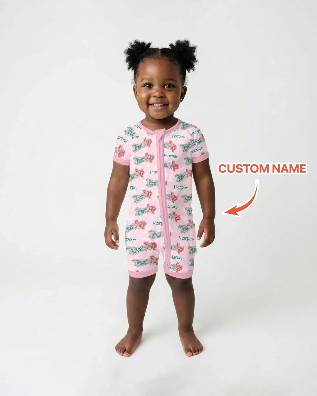Custom Name Preppy Texas Charm Bamboo Shorty Zippy