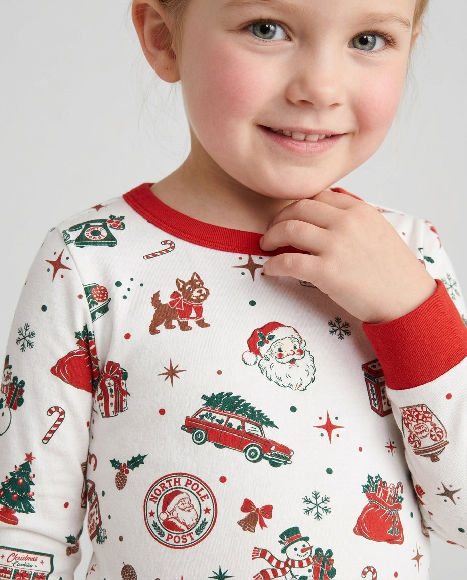 North Pole Retro Bamboo Two Piece Long Sleeve Pajama Set