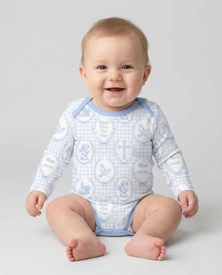 Custom Name Baptism Straight Outta Holy Water Bamboo Bodysuit