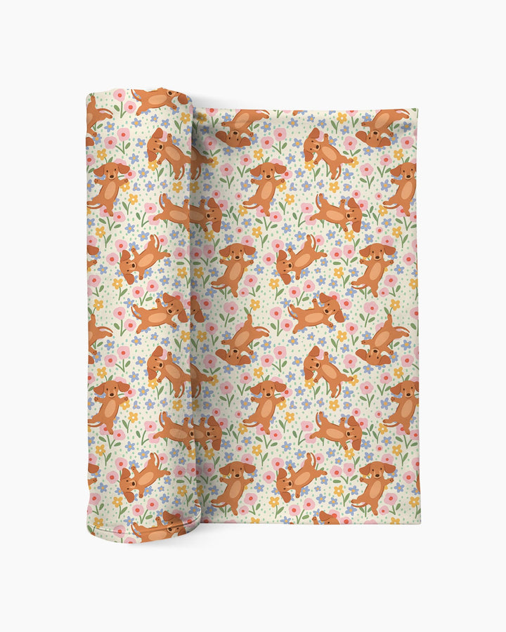 Dachshund Blooms Family Matching swaddle blanket