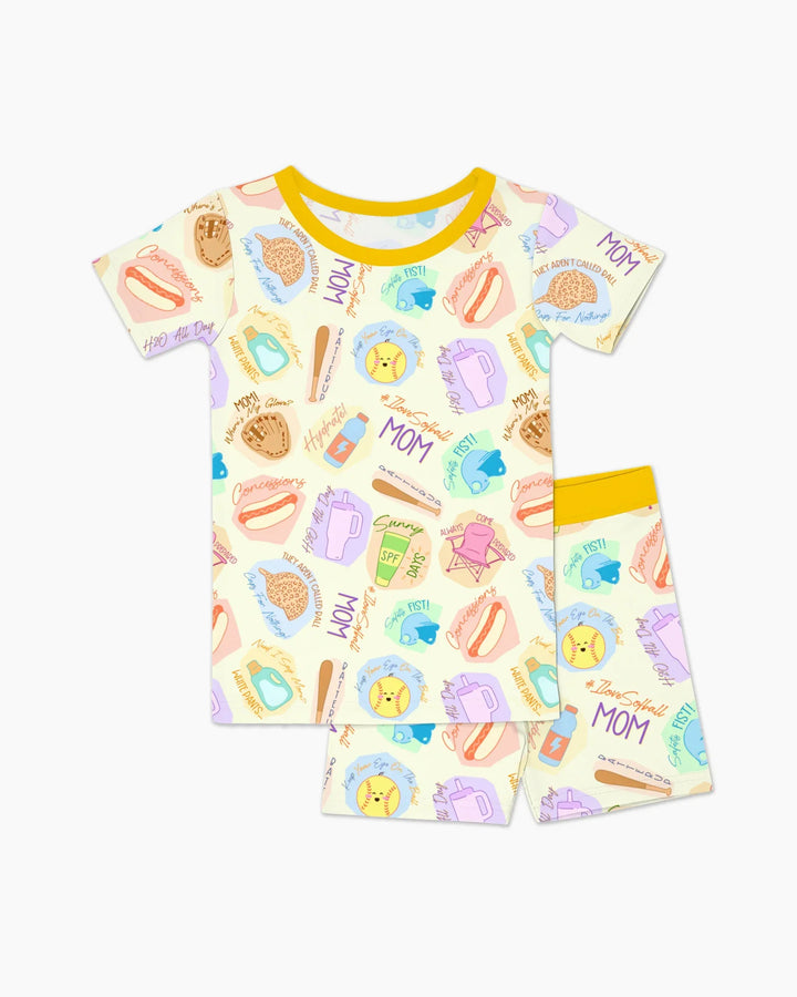 SoftBall Mom Saves The Days Two Piece Short Sleeve Shorts Pajama Set