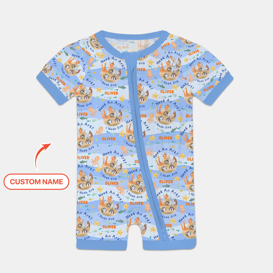 Noah’s Ark Custom Name Boy Shorty Zippy