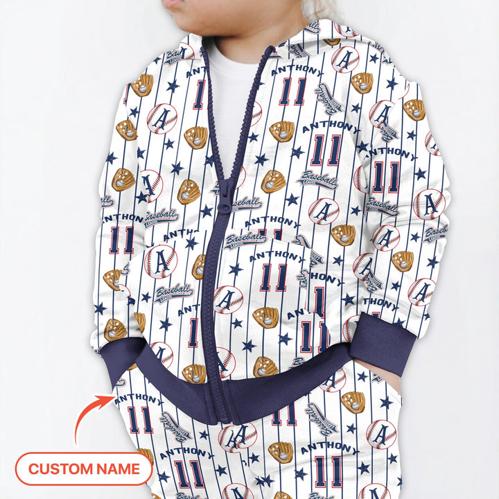 Custom Name Baseball Time Zip Hoodie