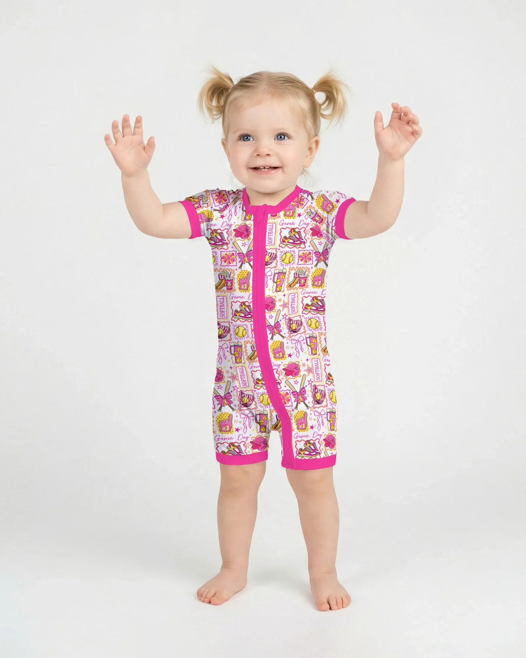 Pink Softball Game Day Bamboo Shorty Zippy