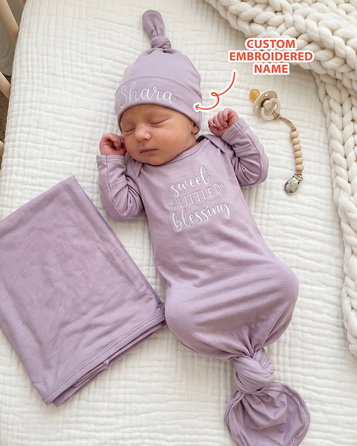 Personalized Little Blessing Embroidered Bamboo Welcome Home
