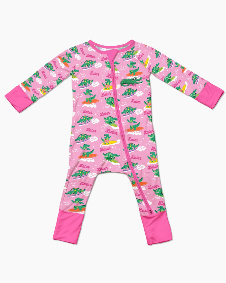 Zippy convertible de bambú con caimán bordado para verano