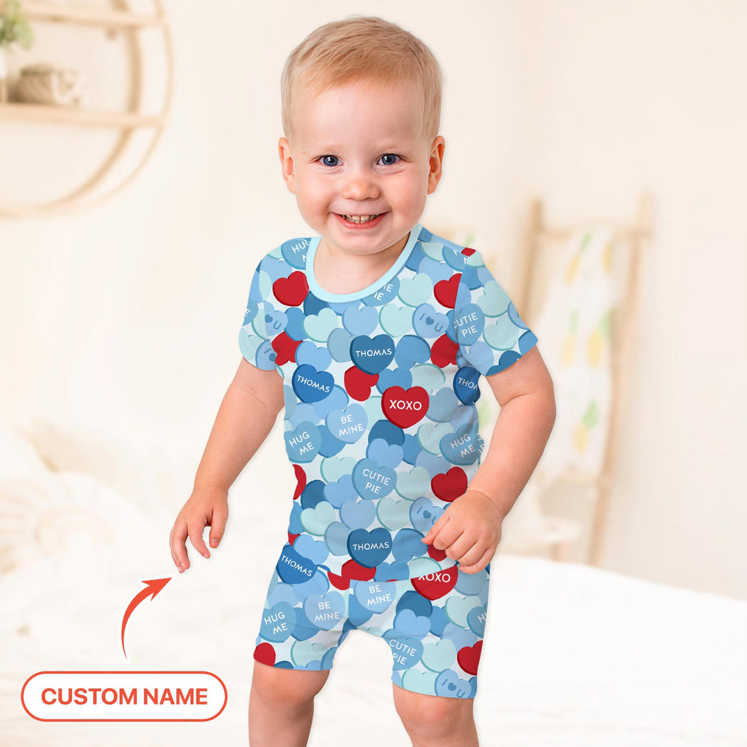 Valentine Candy Crush Family Matching Two Piece Short Sleeve Shorts Pajama Set