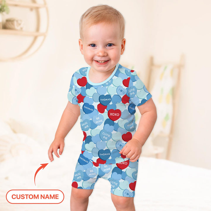 Valentine Candy Crush Family Matching Two Piece Short Sleeve Shorts Pajama Set