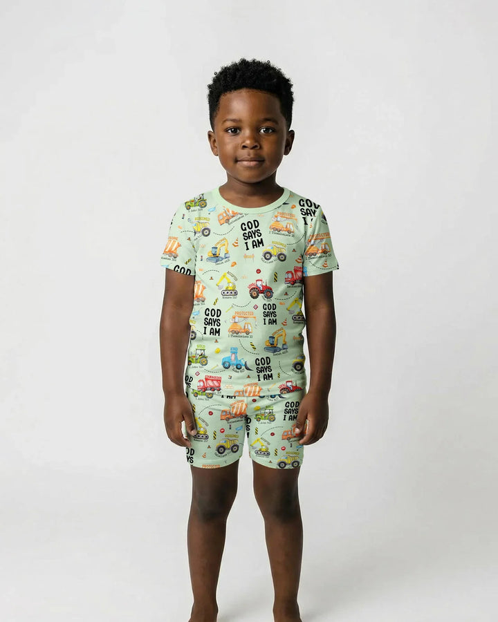 God Says I Am Boy Two Piece Short Sleeve Shorts Pajama Set