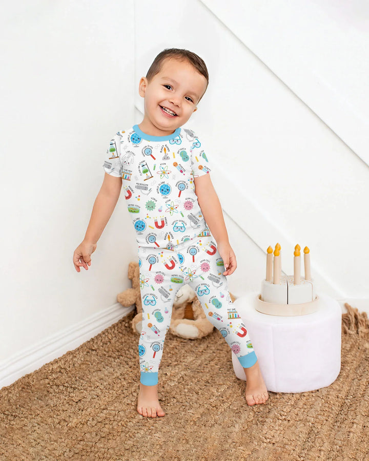 Science Fun Family Matching Bamboo Two Piece Short Sleeve Pajama Set