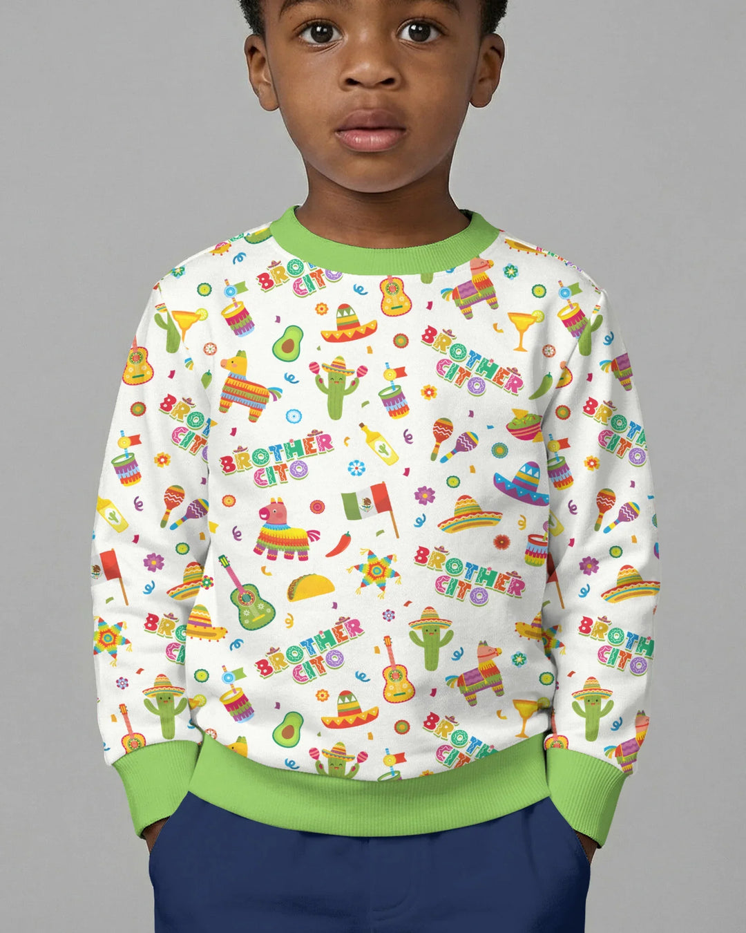 Sudadera de cuello redondo de bambú a juego para la familia del Cinco de Mayo