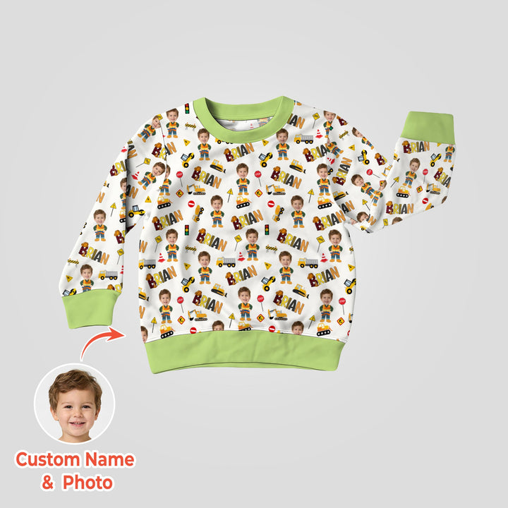 Custom Photo Doodle Little Builder Crewneck Sweatshirt