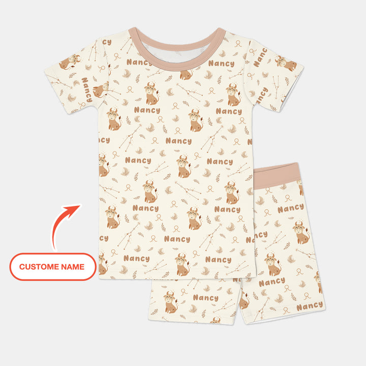 Zweiteiliges Pyjama-Set mit kurzen Ärmeln und Shorts im Sommer-Design