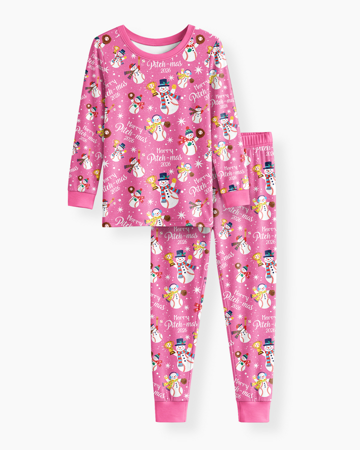 Baseball Christmas Non-custom version Bamboo Two Piece Long Sleeve Pajama Set