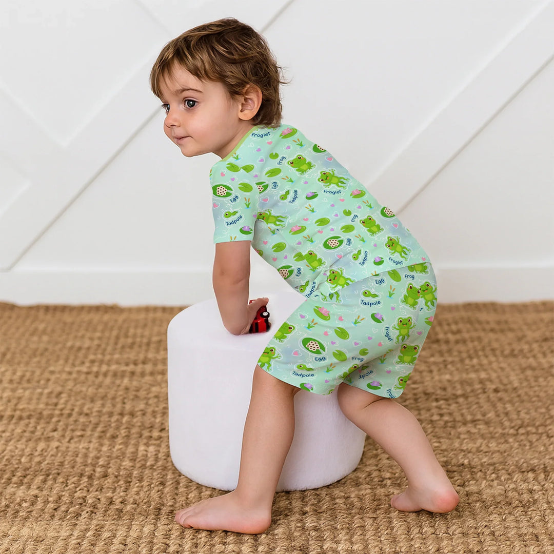 Zweiteiliges Pyjama-Set mit kurzen Ärmeln und Shorts im Sommer-Design