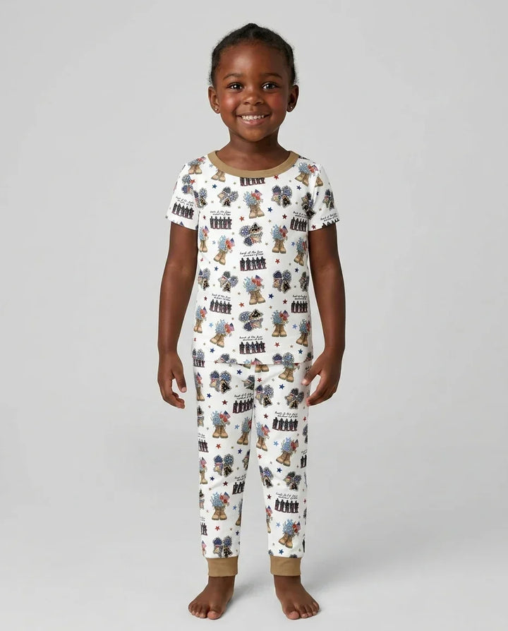 Honor the Brave Family Matching Bamboo Two Piece Short Sleeve Pajama Set