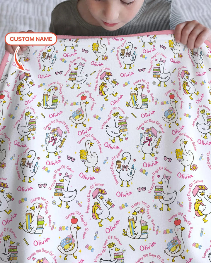 Custom Name Goose Happy 100 Days Of School Blanket