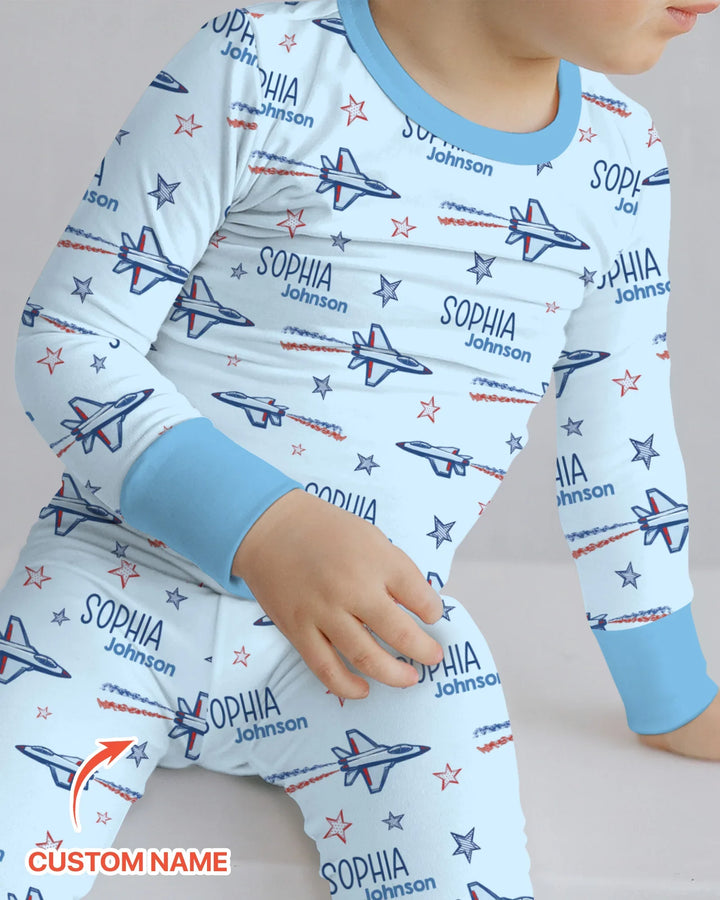 Conjunto de pijama de dos piezas de bambú con mangas largas, plantilla PERSONALIZADA