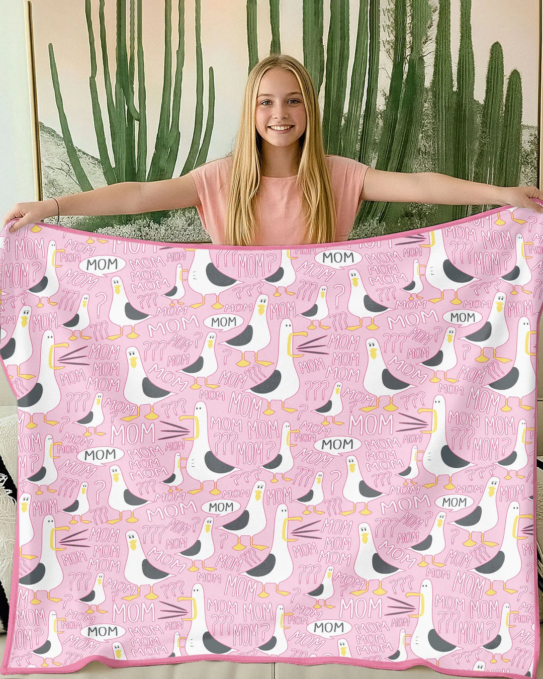 Funny Seagull MOM Bamboo Blanket