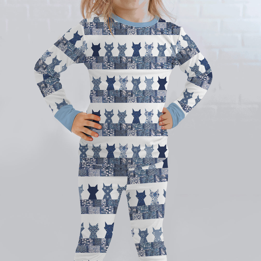 Midnight Feline Two Piece Long Sleeve Pajama Set
