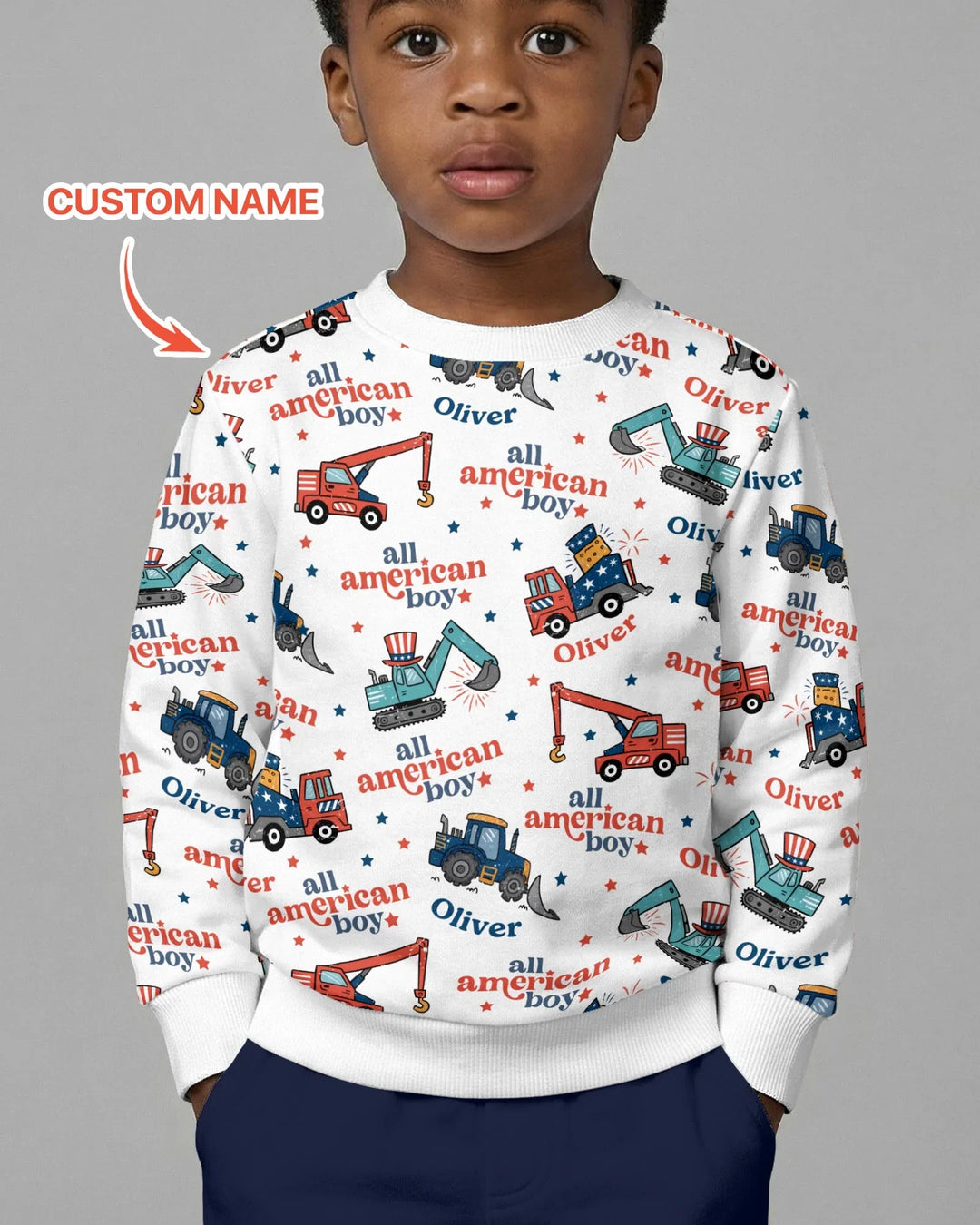 Benutzerdefinierter Name All-American Boy Bambus Rundhals-Sweatshirt