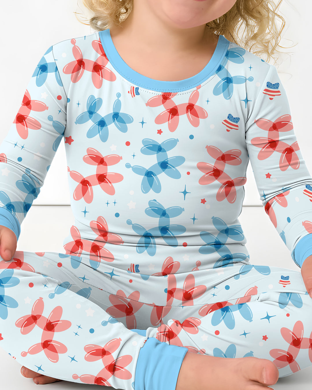 American Balloon Dog Party Bamboo Two Piece Long Sleeve Pajama Set