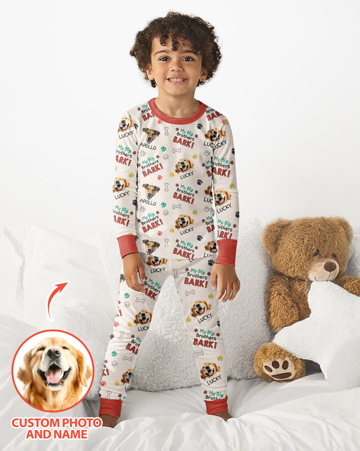 Raised With Paws - Custom Pet Photo And Name Bamboo Two Piece Long Sleeve Pajama Set